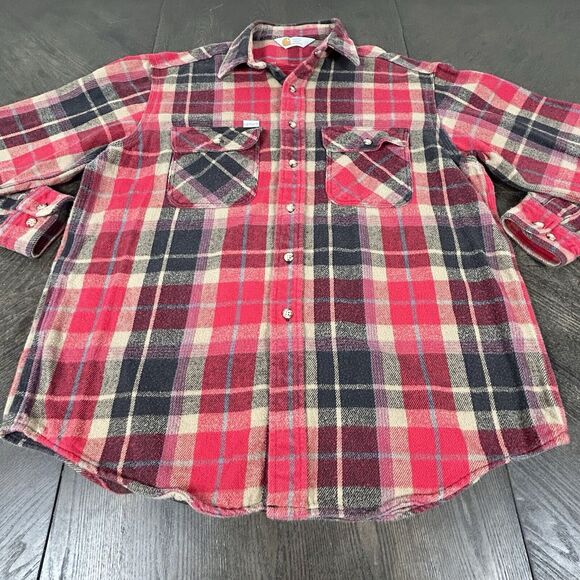 Vtg Carhart Small Red Black Plaid Button-Up Flannel Work Chore GUC - Picture 4 of 9